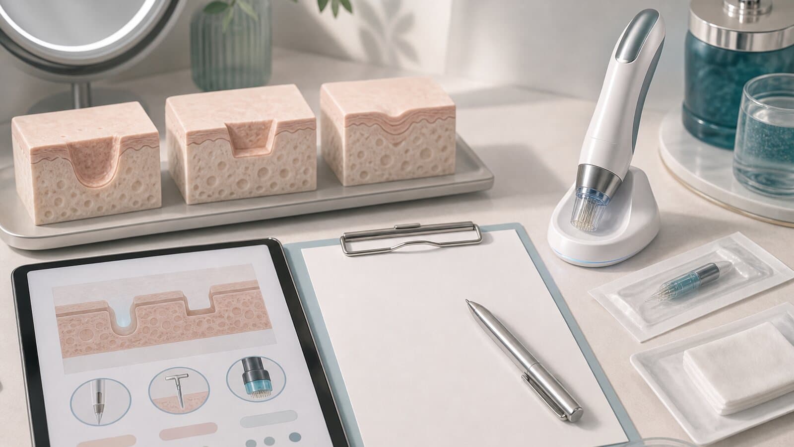 Sẹo rỗ: subcision, TCA cross, RF microneedling